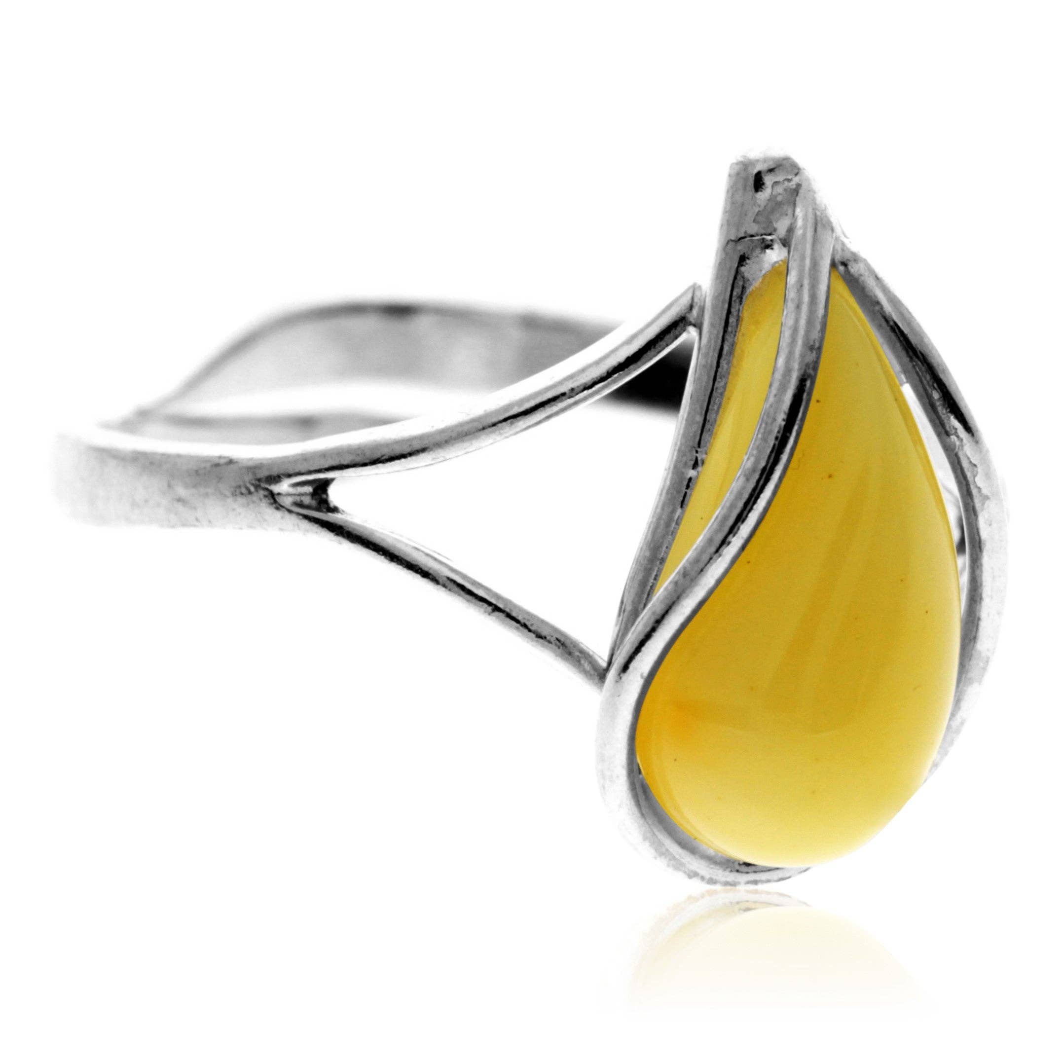 SilverAmber Jewellery – wholesale Single stone/solitaire ring – 925 Sterling Silver & Genuine Baltic Amber Adjustable Ring G403A8