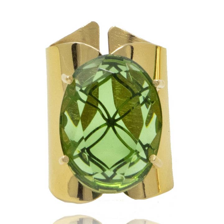 Gold Emerald Crystal Ring for wholesale by Georgina Jewelry