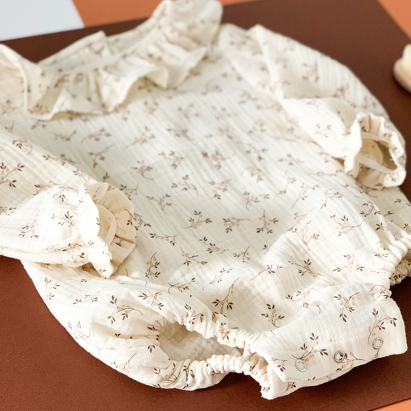 Petit Martin - Wholesale Bodysuit (Non-Footed) - Baby - BEIGE FLOWER ROMPER3