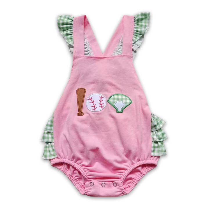 Yawoo Garments - Wholesale Bodysuit (Non-Footed) - Baby - Baseball embroidery bubble baby girls romper