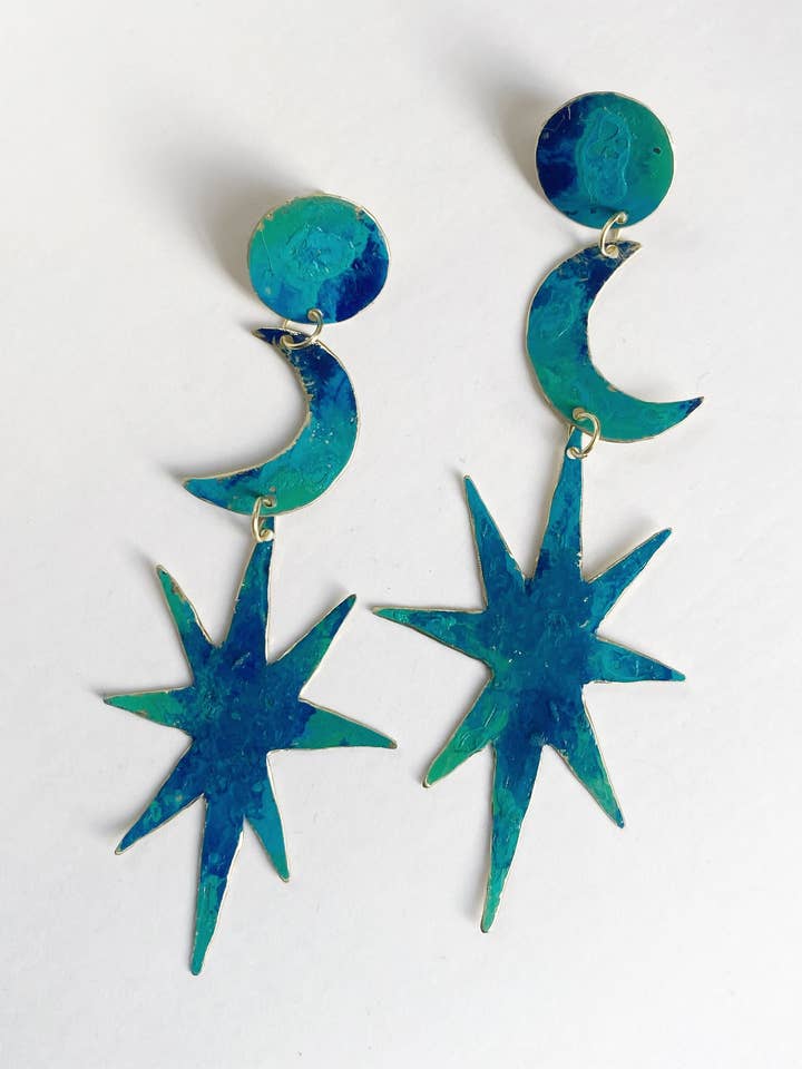 Dreamgaze Patina månen och stjärna örhängen för wholesale av storm + stress