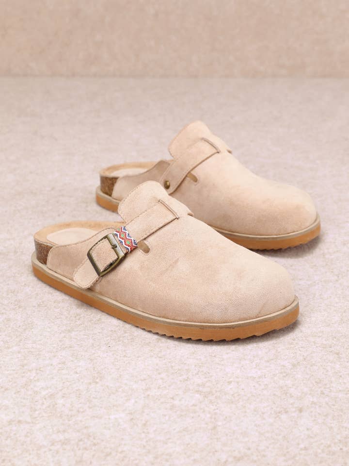 BRAIDED LOOP DETAIL CLOSED-TOE CORK CLOG SANDADL for wholesale by Oliccui