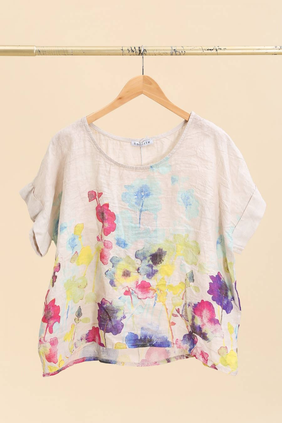 la maison des fibres naturelles – wholesale T-shirt – women's – Round neck printed linen T-shirt 23310 100% LINEN7