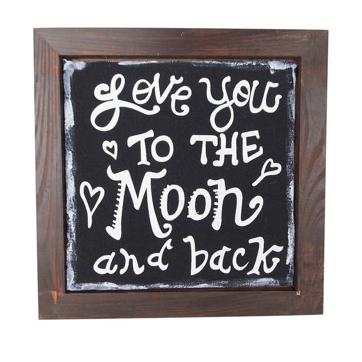 Marco de madera con pizarra sintética «Love you to the Moon and back» - 12" de alto para venta al por mayor de Birch Maison