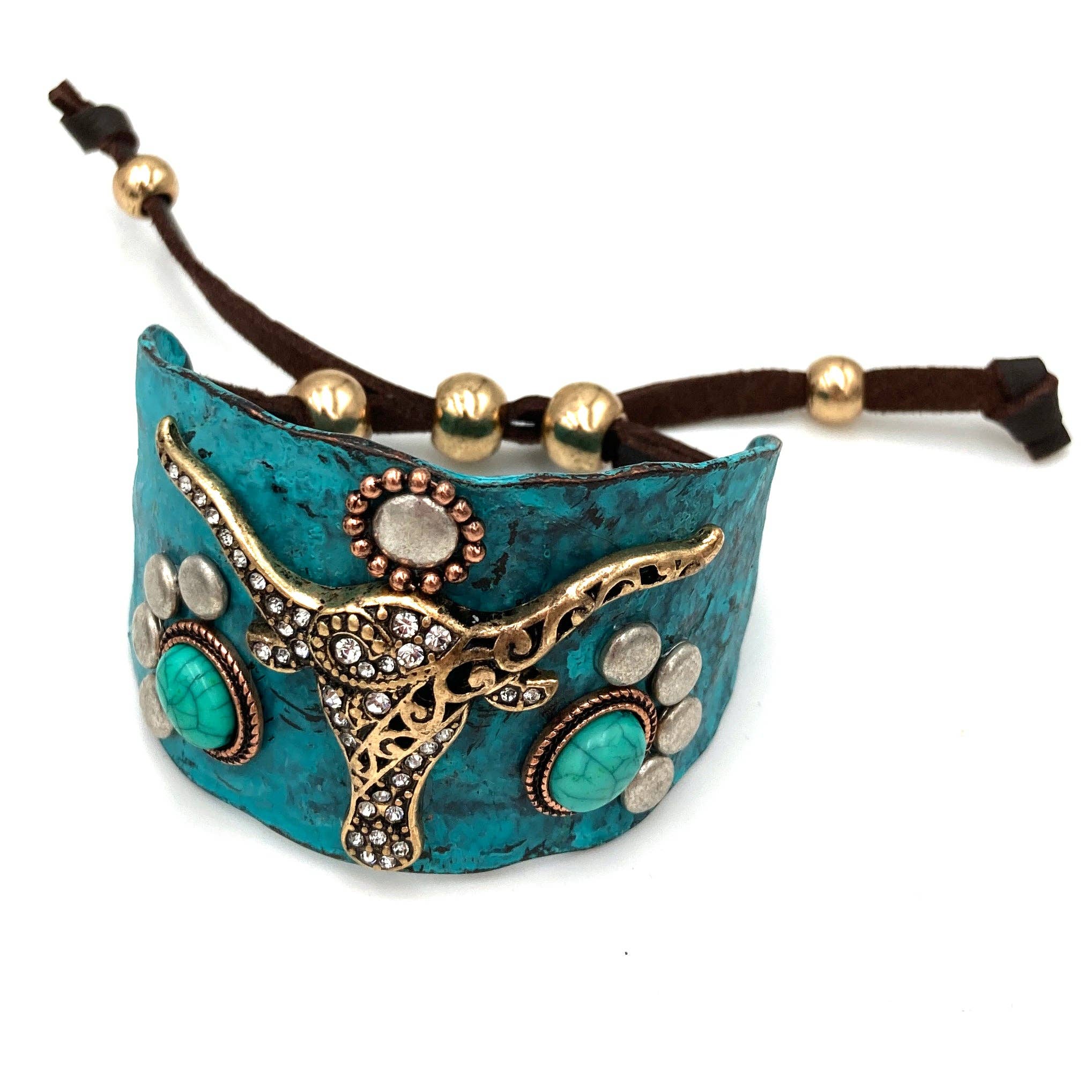 Lunar Deer - Wholesale Cuff Bracelet - Longhorn Turquoise Western Bracelet Cuff0