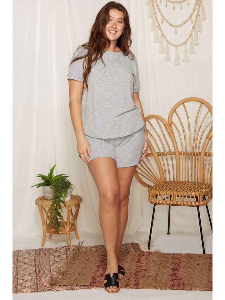 mittoshop - Wholesale Lounge Set - Women's - SET8606PLB-PLUS CASUAL TOP AND SHORTS SET7