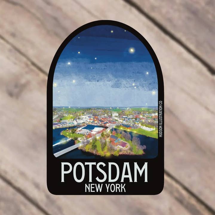 Autocollant/Magnet/Impression/Carte postale de Potsdam New York pour la vente par About Town Co