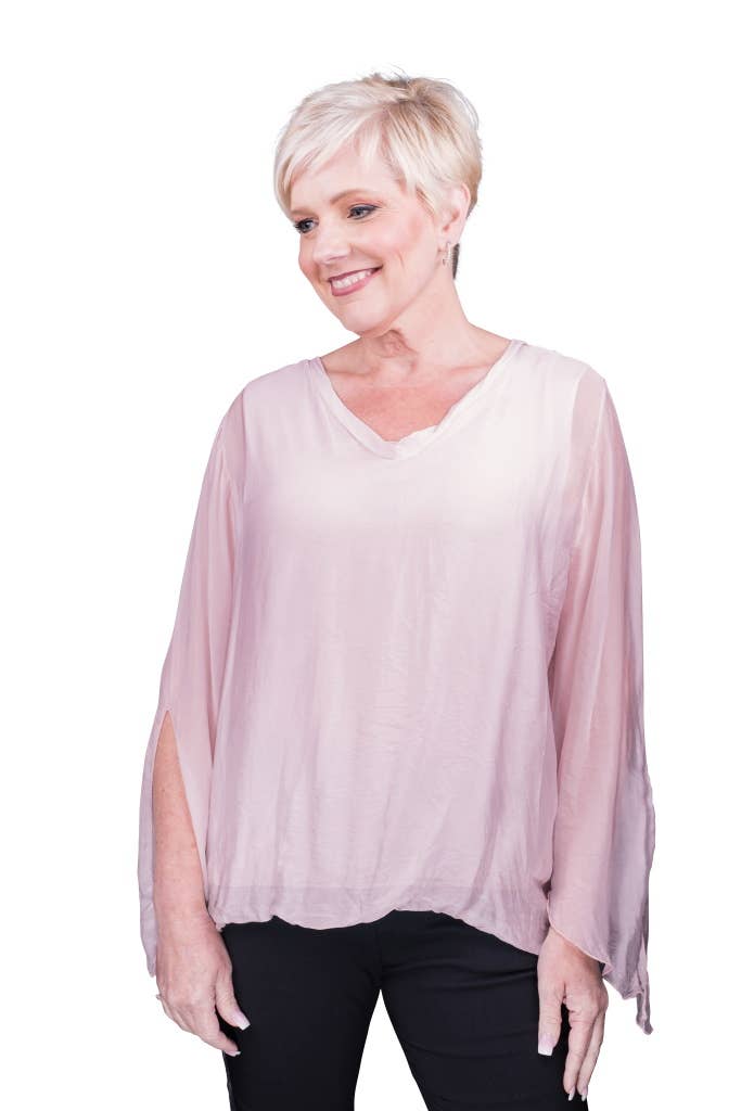 TINA Stephens Italy/Tees By Tina - Wholesale Blouse - Women's - Tiffany Silk Butterfly Bottom Open Wrist (BLS218)21