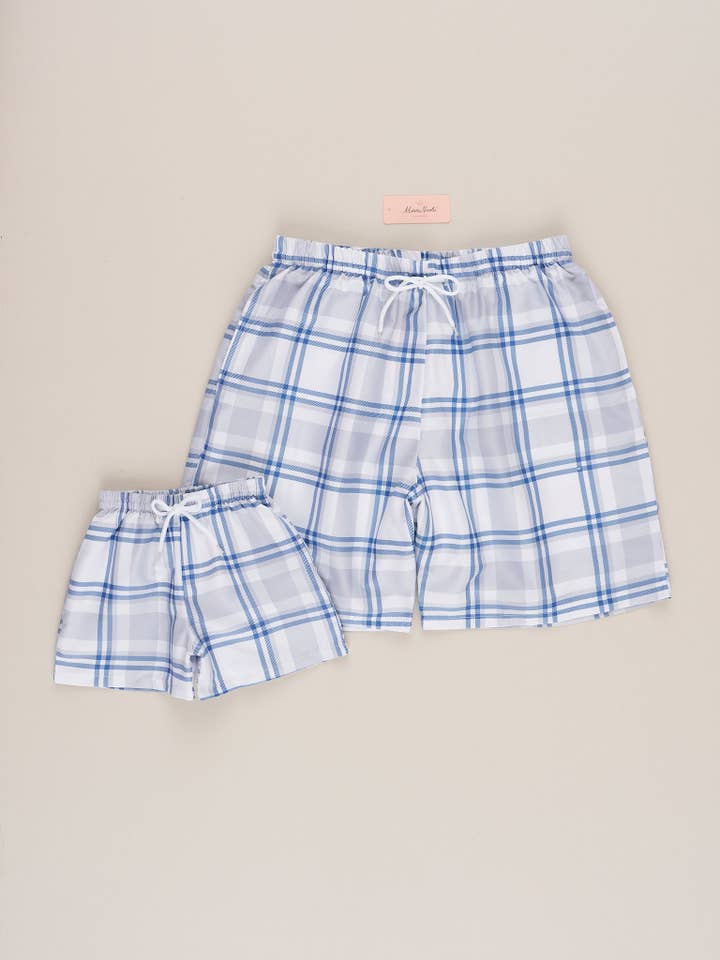 Marie Nicole Clothing - Wholesale Swim Shorts - Kids - Boys Plaid Swim Trunks Blue