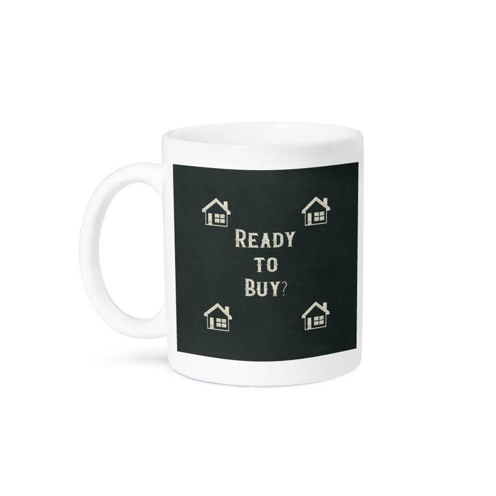 3dRose - Wholesale Coffee Mug - 3dRose, Ready to Buy?, Houses, Chalkboard Look, Black and Off White, Mug8