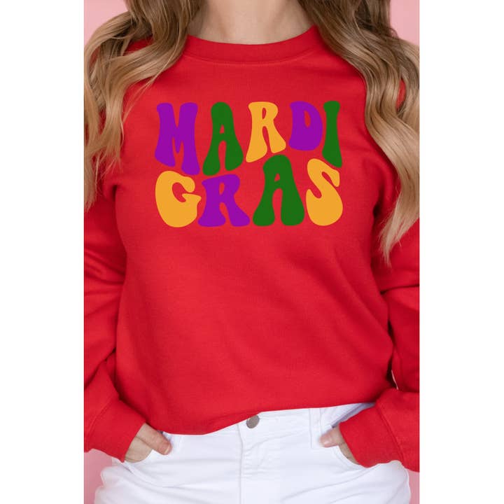 Groovy Mardi Gras Graphic Sweatshirt for wholesale by Select Apparel