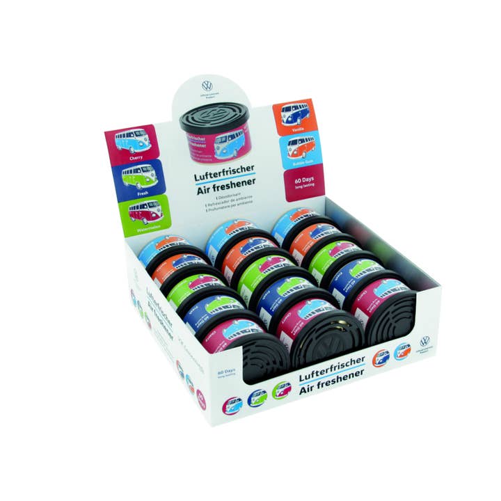 Set de 15 désodorisants en boîte VW Bus Air Freshener - 3 unités de 5 parfums pour la vente par VW Collection by BRISA