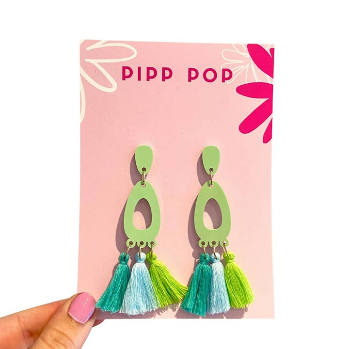 Remi Tassel Dangles - Pistachio for wholesale by Pipp Pop