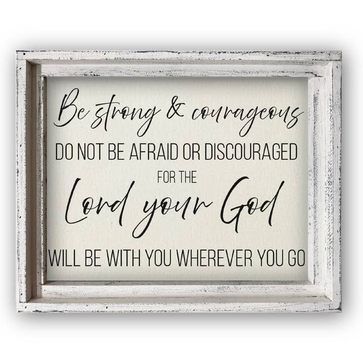FRAMED CANVAS GBE STRONG AND COURAGEOUS for wholesale by Jarmz Designs