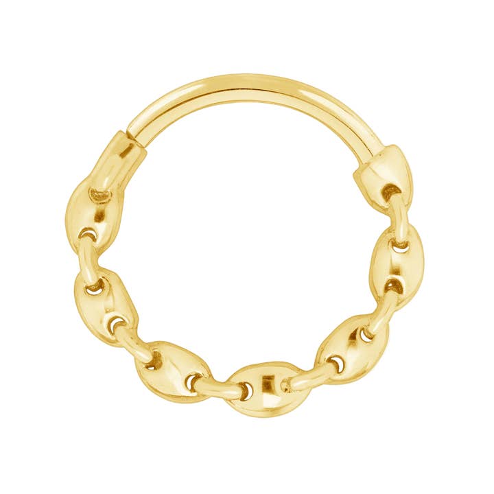 Bubble Chain Seamless Ring – 14K Gold Cup & Divot Design for wholesale by Piercing-zone