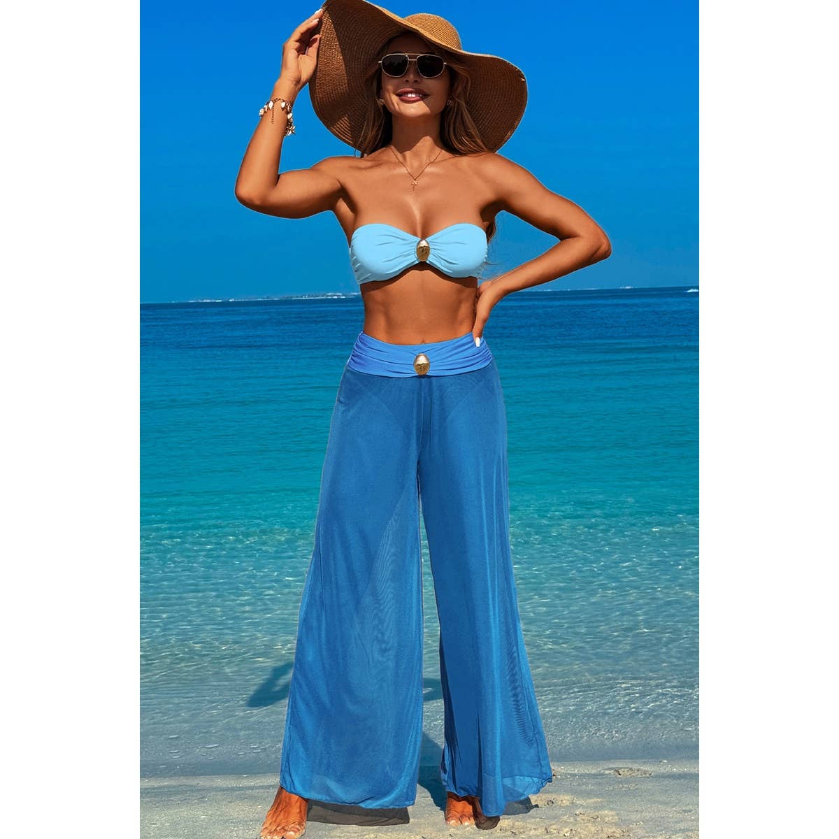 Elings - Vendita all'ingrosso Bikini - Donna - Set Bikini da Spiaggia in Metallo a Colori Solidi5