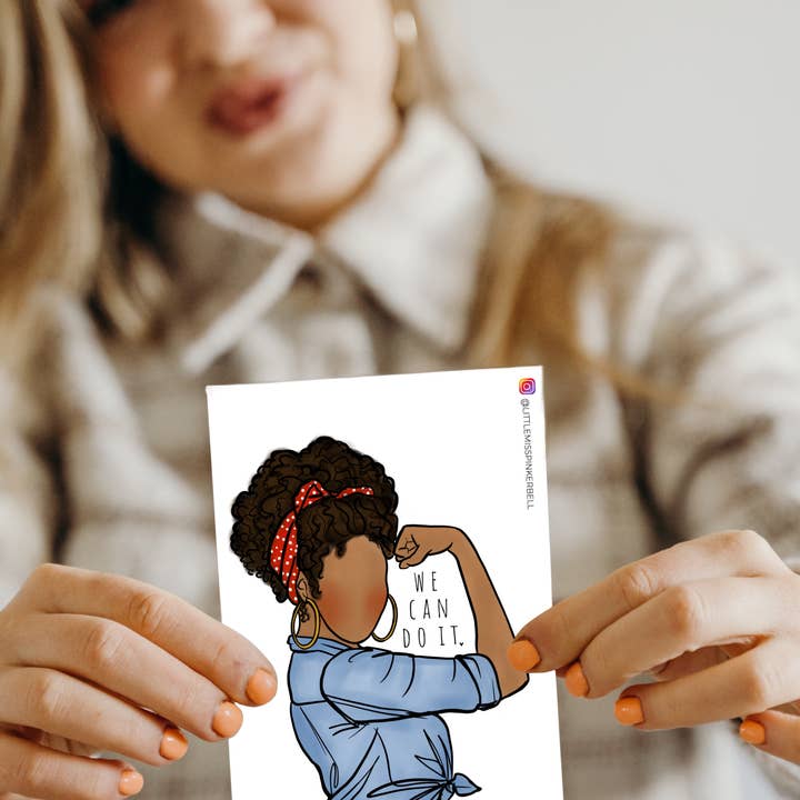 Rosie The Riveter- We Can Do It Card- Feminist Art Card for wholesale by Little Miss PinkerBell