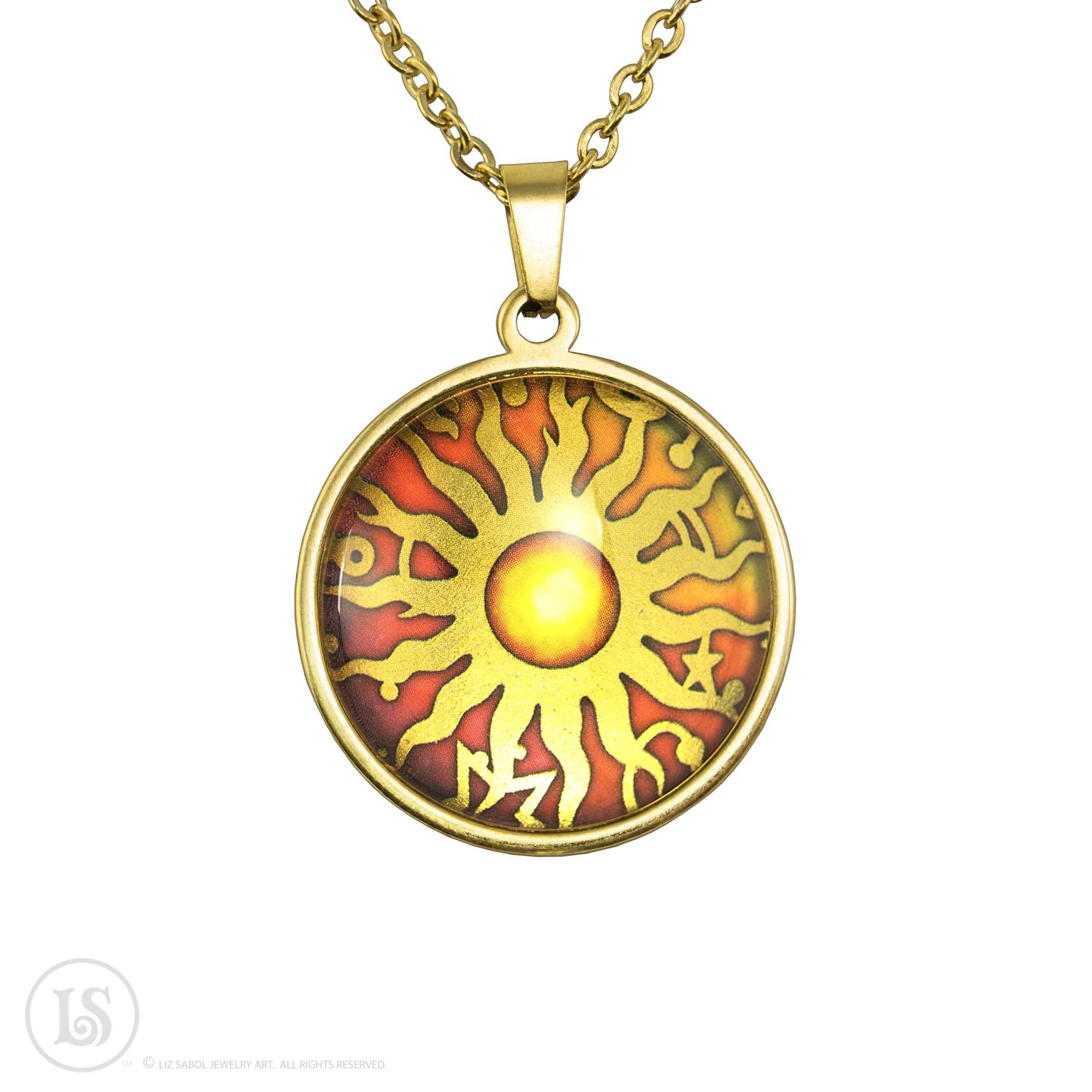 Liz Sabol Jewelry Art – wholesale Pendant/charm necklace – Celestial Centered Sun, Pendant, 28mm1