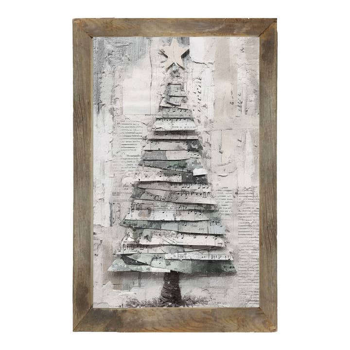 ginger blue - Wholesale Christmas Wall Art - Paper-style Christmas Tree 12 - Vertical Frame