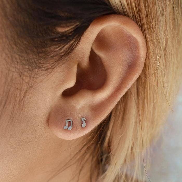 10k Solid Gold Music Notes Studs for wholesale by Ofina Jewelry