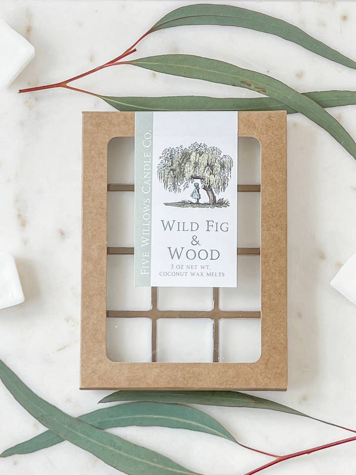 Wild Fig & Wood Wax Melts for wholesale by Five Willows Candle Co.