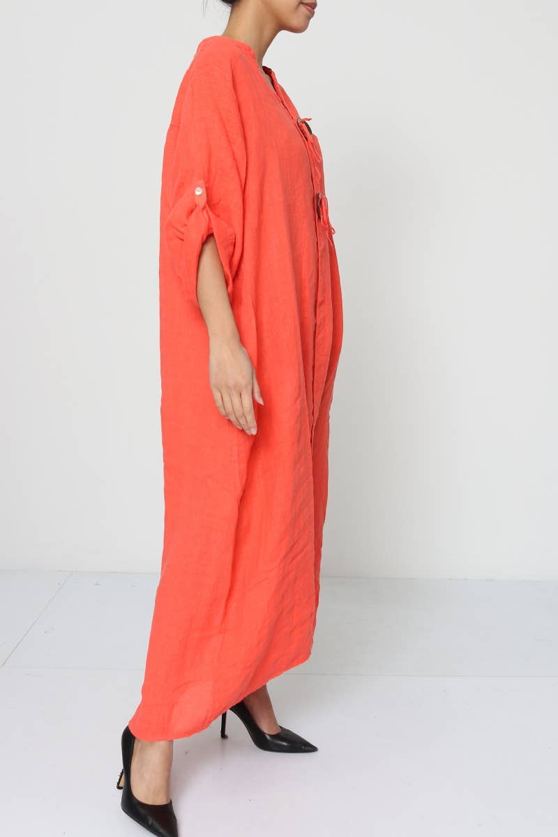 LÉA & LUC - Wholesale Dress - Women's - Long shirt dresses in 100% Linen REF. 148435