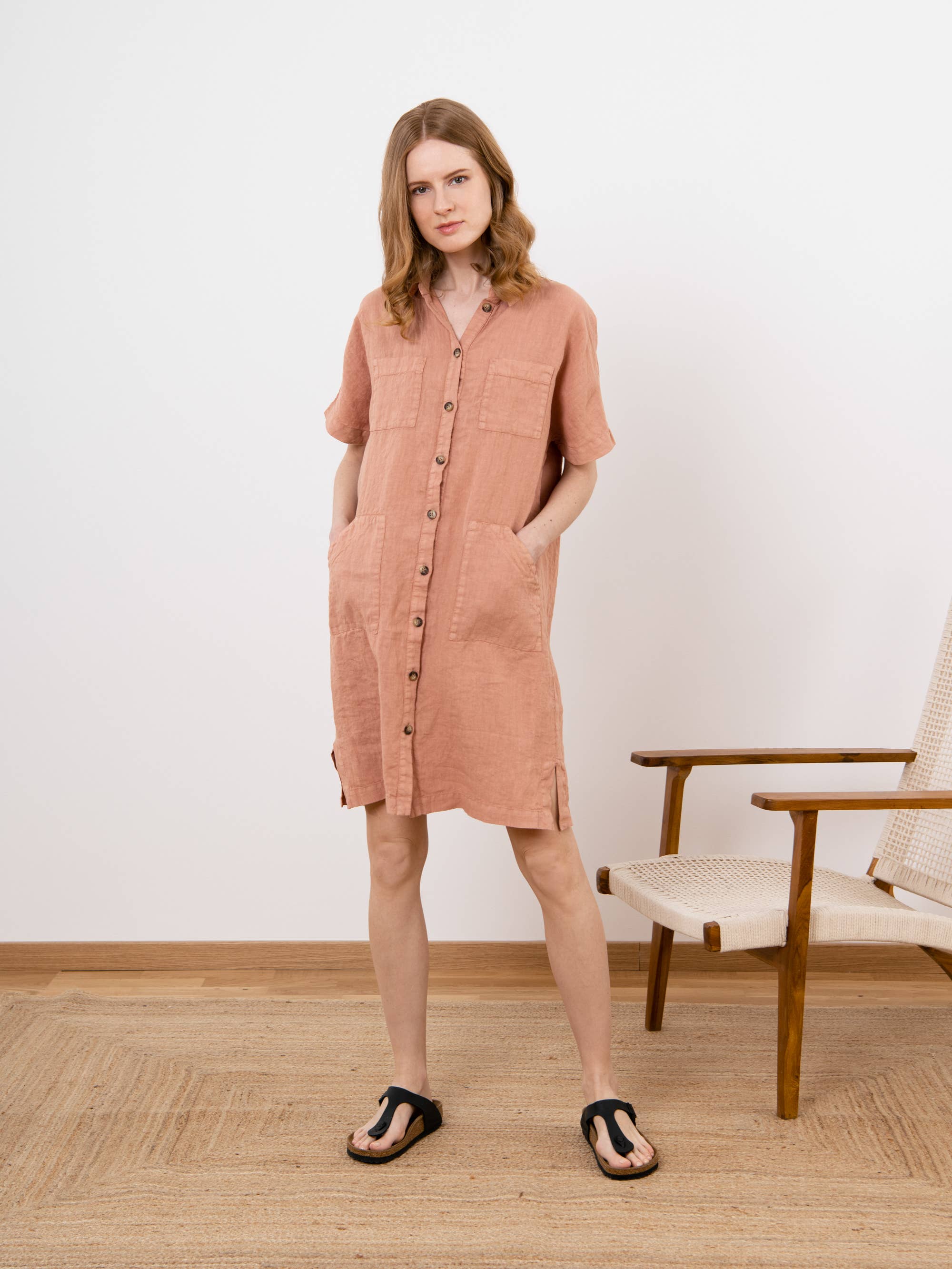 Sauths - Wholesale Dress - Women's - Audrey - Linen Shirt Dress in Various Colors 5