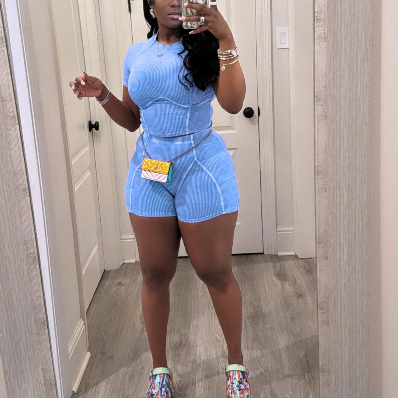 MB Fashion Wholesale - Wholesale Top & Short Set (NOT Loungewear) - Women's - MB FASHION WASHED RIBBED HIGH QUALITY SHORTS 2 PCS SET 4020LY8