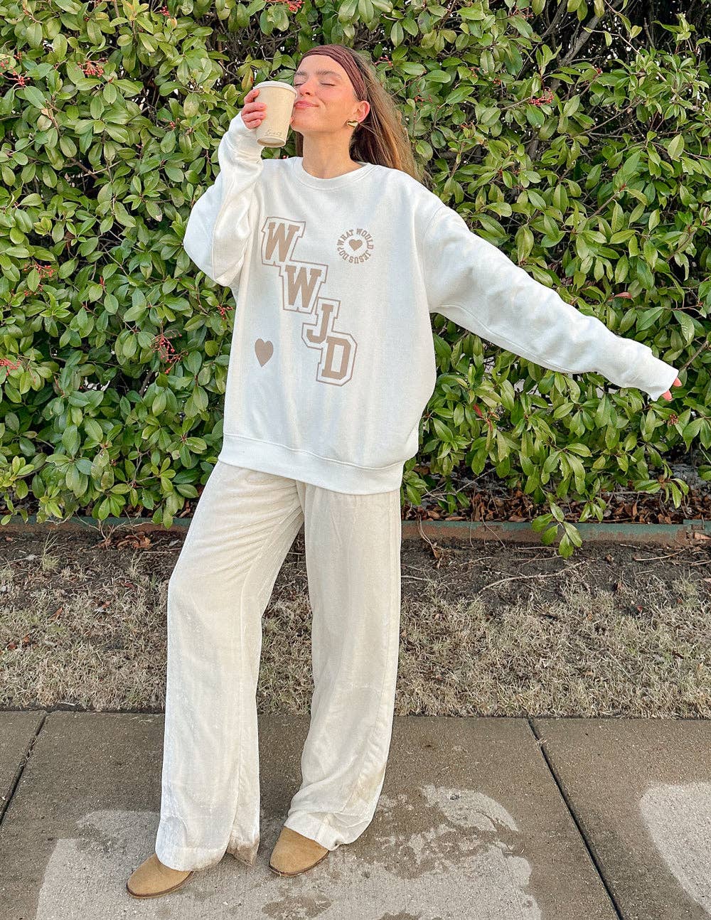 Elevated Faith - Wholesale Graphic Sweatshirt - Women's - WWJD Varsity Unisex Crewneck1