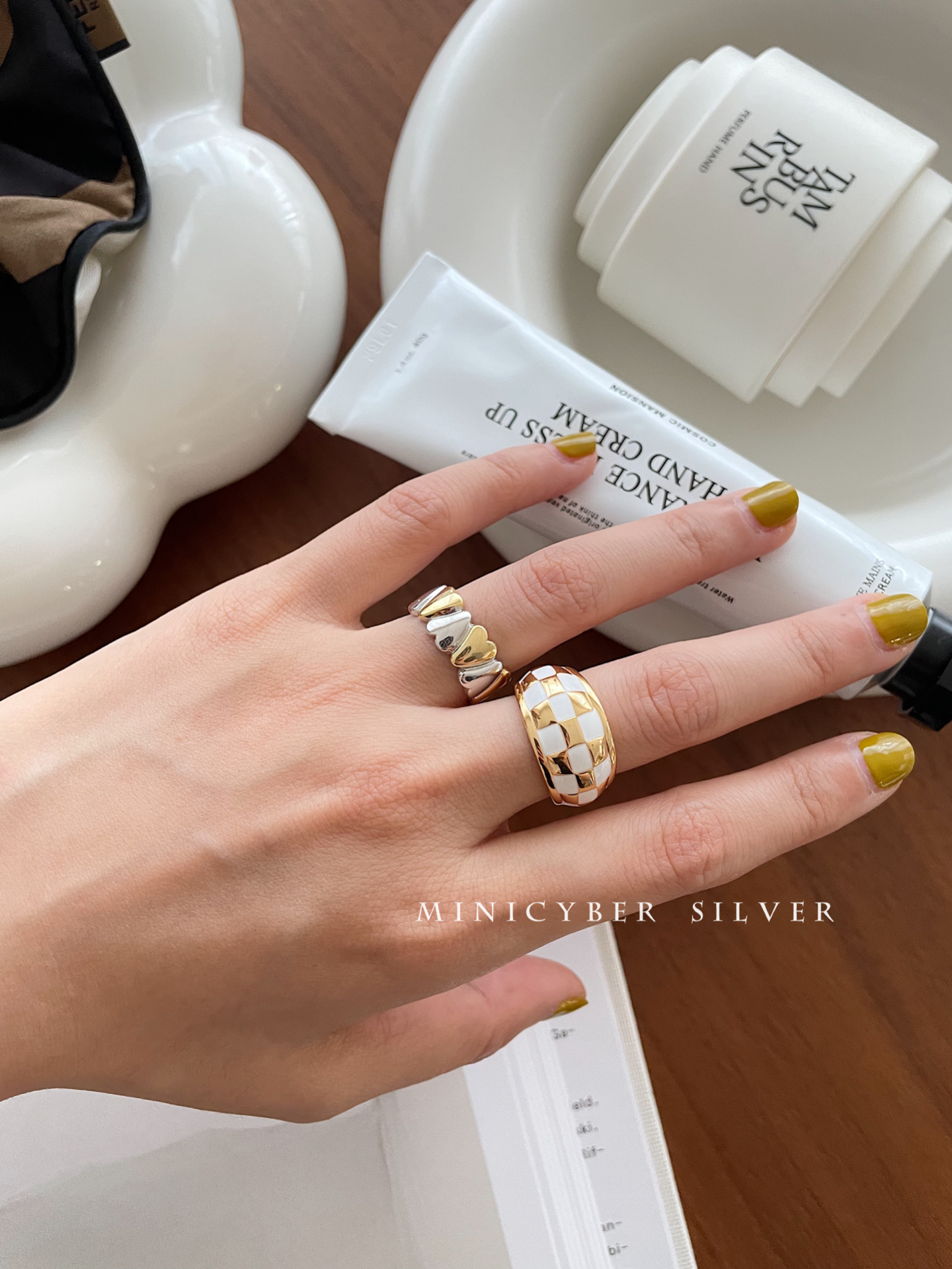 MINICYBER STUDIO - Wholesale Band/Stacked Ring - Simply Checkered Ring7