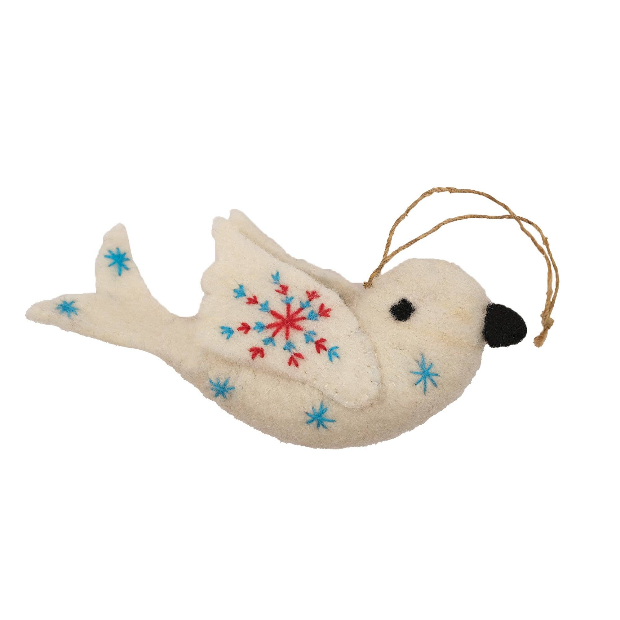 Global Crafts - Wholesale Ornament - Dove Felt Holiday Ornament, Red and Turquoise0