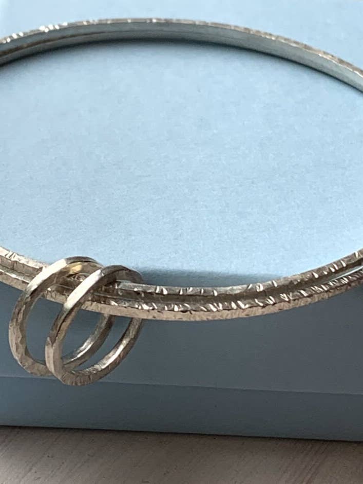 Silver Linked Bracelet, Double Silver Bangle, Silver for wholesale by Blue Marble Jewellery