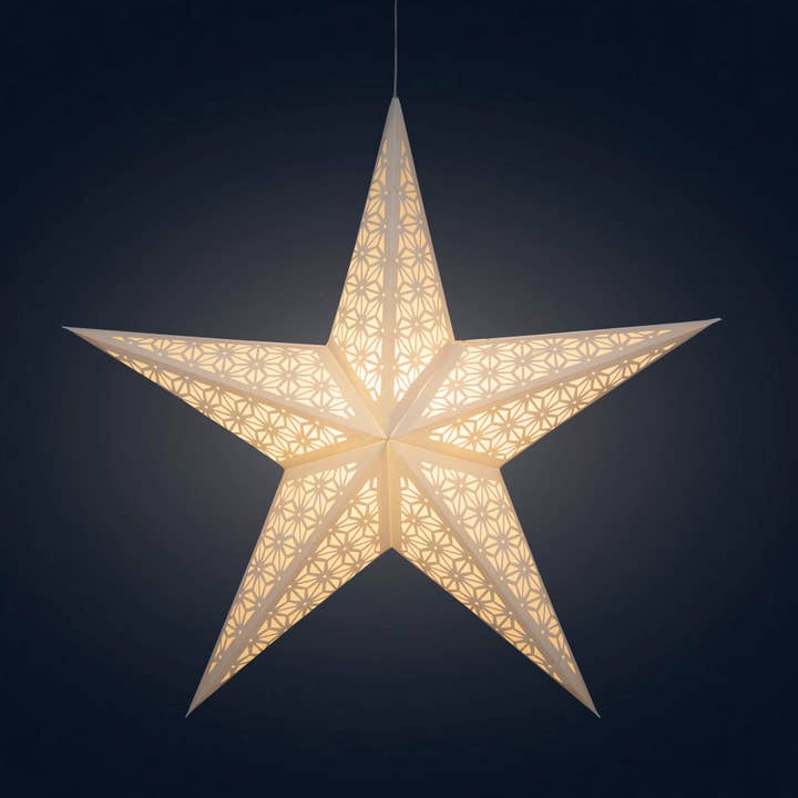 Tessella 5-pekare 24" stjärnlampa i vitt papper för wholesale av Artschatz LLC