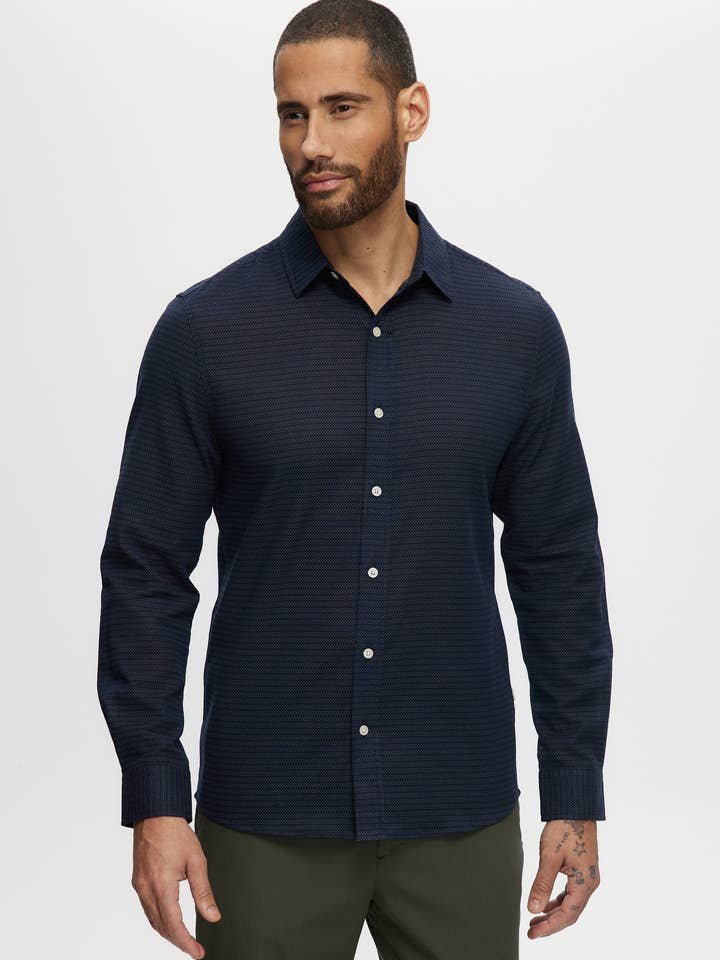 Ryan Long Sleeve Solid Dobby Stretch Shirt for wholesale by Julian & Mark