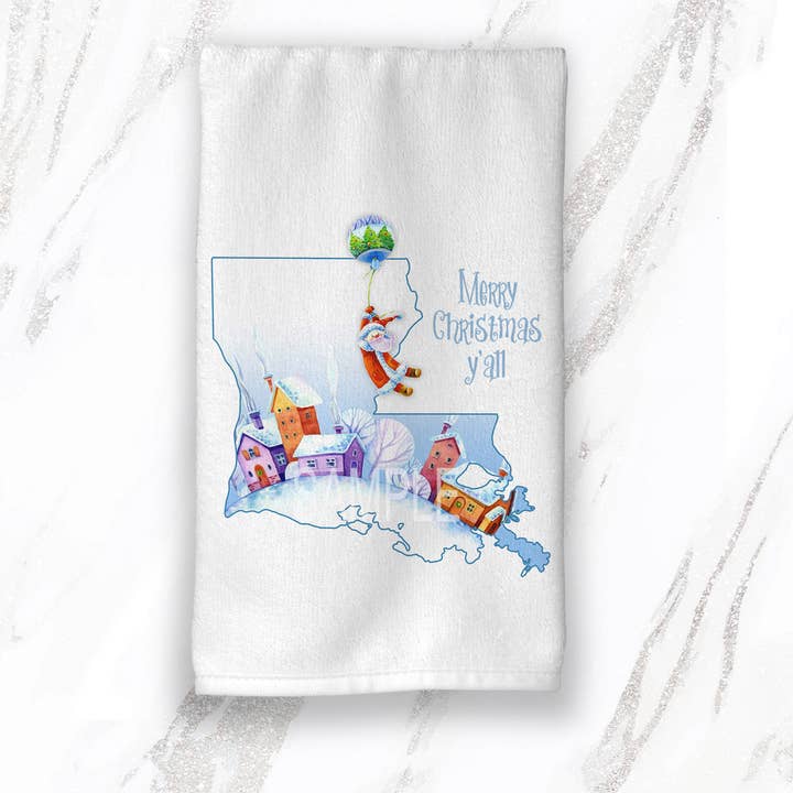 Custom 50 States Christmas Hand Towel | Name Drop USA States for wholesale by Sew Many Blessings LA