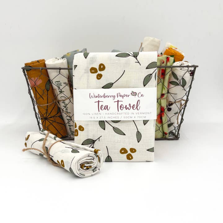 Winterberry Tea Towel - 2 Color Options for wholesale by Winterberry Paper Co.