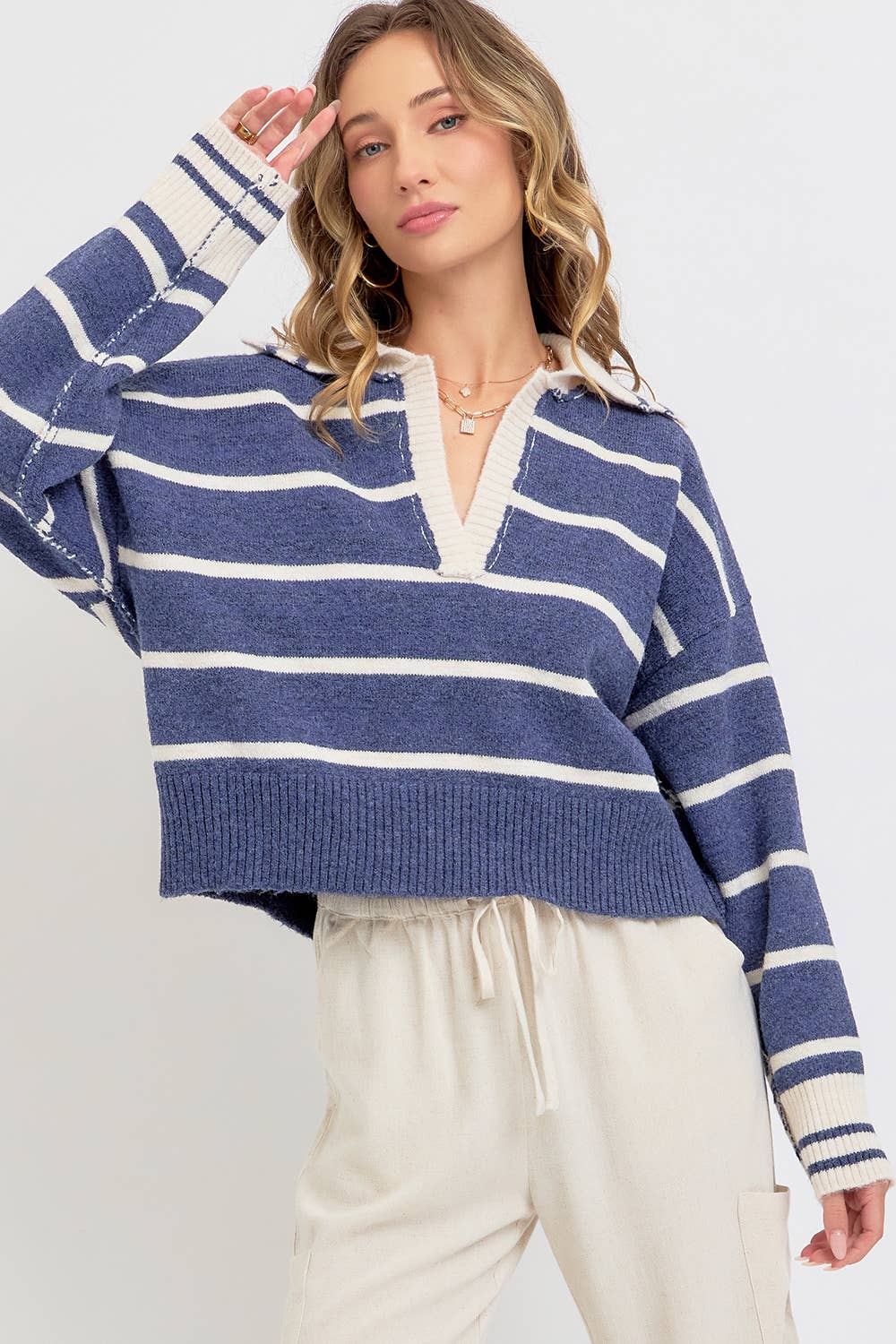 Sweet Lovely by Jen - Wholesale Knit Sweater - Women's - STRIPED EVERYDAY  KNIT SWEATER16