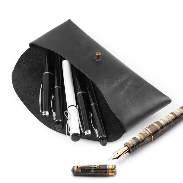 Londo – wholesale Pen & pencil holder – Londo Top Grain Leather Pen Case with Metal Snap Fastener, Pencil Pouch Stationery Bag6