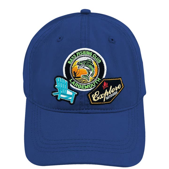 Bass Fishing Club Embroidered Patch Baseball Cap for wholesale by Northern Icons Creations INC