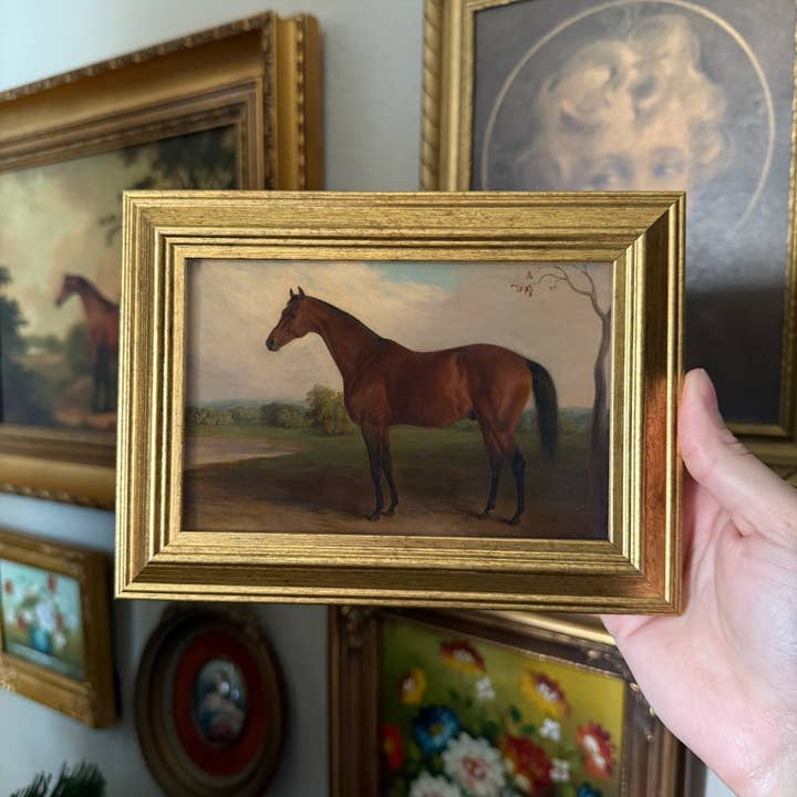 Vintage Style Brown Horse Landscape Art Print Gallery Wall for wholesale by Thrift Antiques