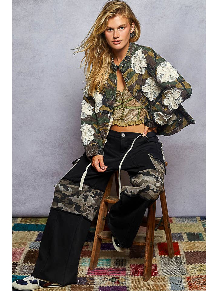 Pol Clothing - Wholesale Jacket - Women's - Mock neck balloon sleeve oversized fit quilted Jacket34