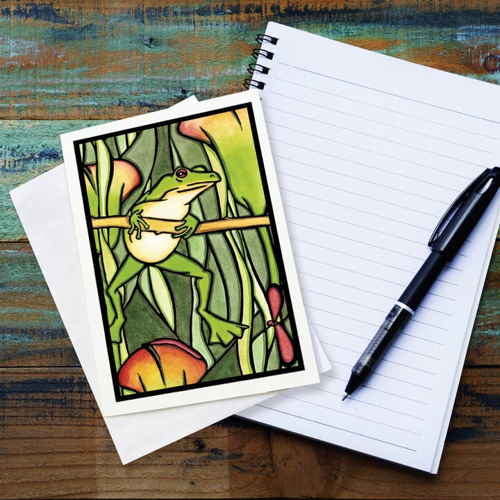 Wenskaart Kikker voor wholesale door Sarah Angst Art
