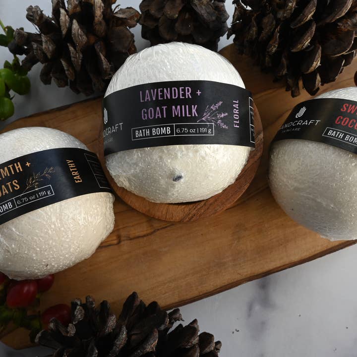HandCraft Skincare - Wholesale Bath Bomb/Fizz - Lavender + Goat Milk Bath Bomb7