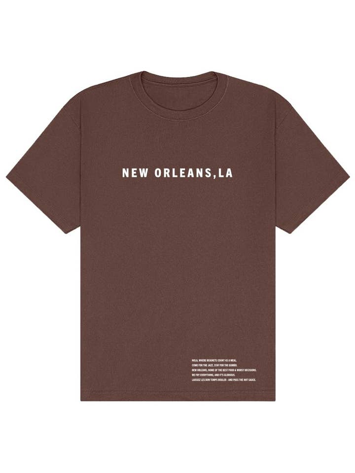 New Orleans, LA Oversized Heavyweight T-Shirt – Gumbo, Grit & Jazz Sass for wholesale by Tourist Tee Co.