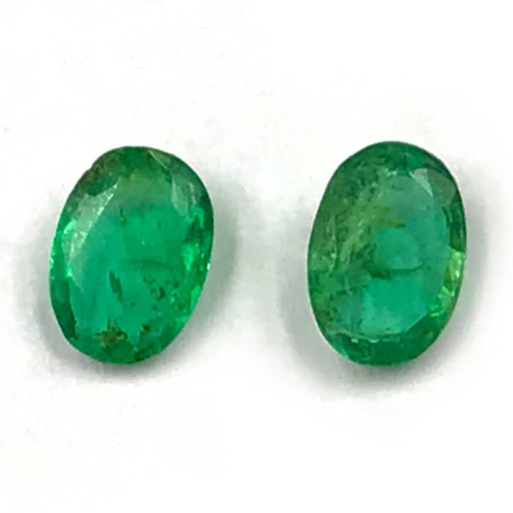 Oval Faceted Emerald Gemstones (2 pieces) for wholesale by Weatherham Estate Treasures
