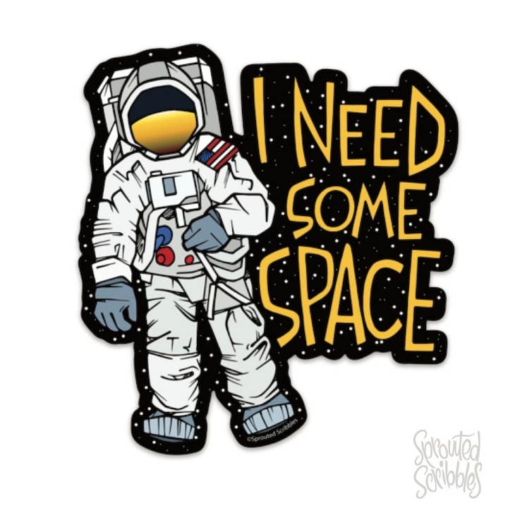 Astronaut Sticker | I Need Space | Waterproof Vinyl Decal for wholesale by Sprouted Scribbles