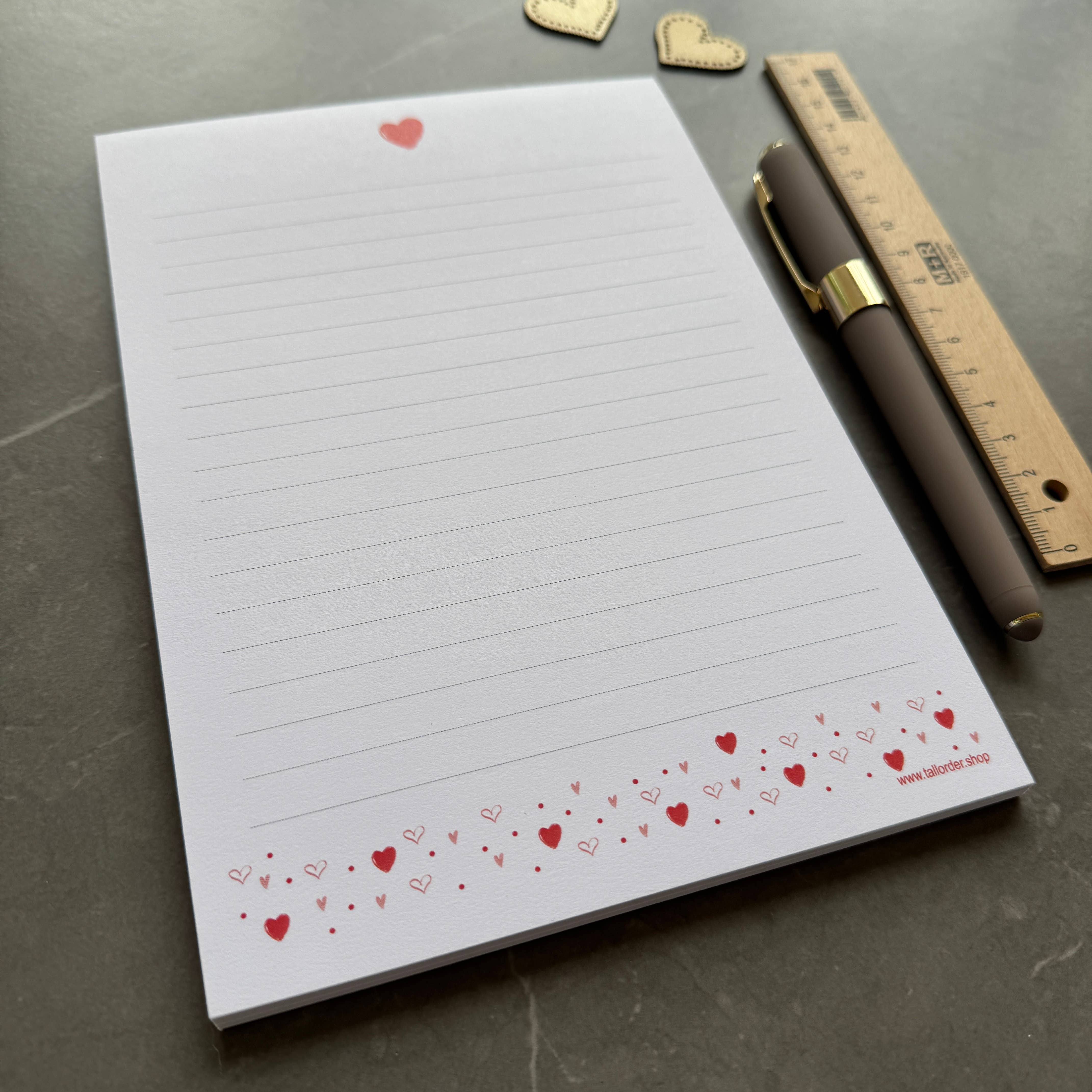 Tall Order - Wholesale Notepad - A5 Notepad with Heart Pattern, Jotter, Love Letter Lined Pad5