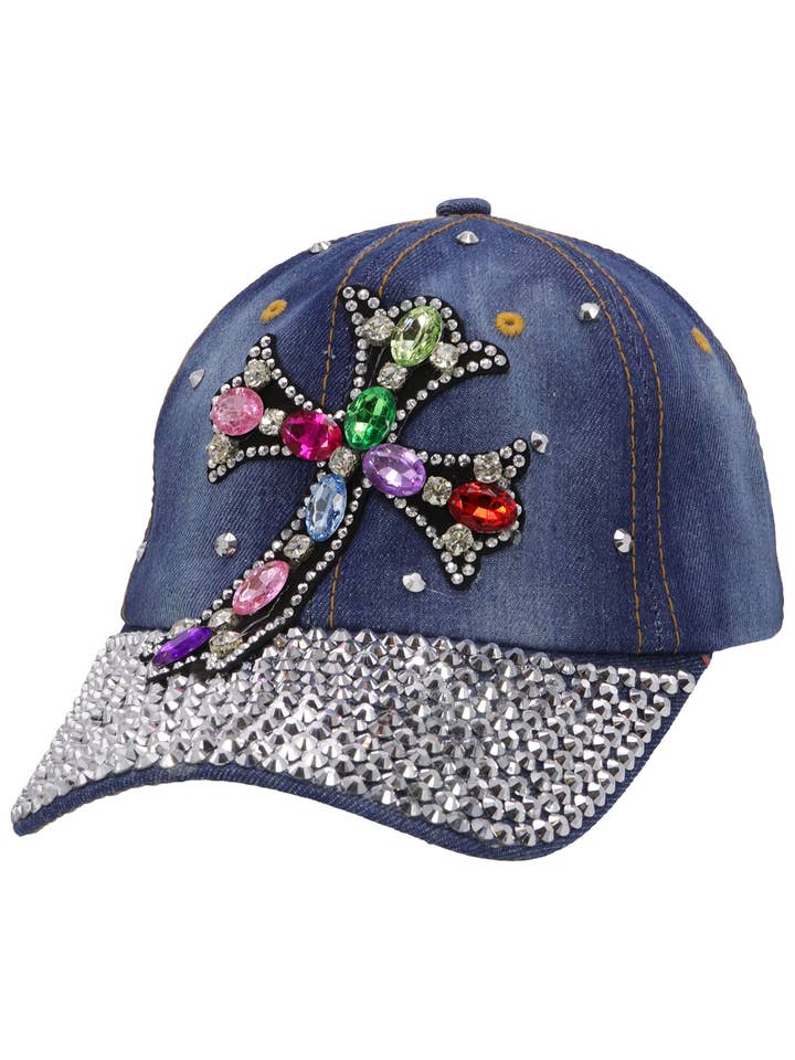 Gorra vaquera con pedrería multibrillo cruzada para venta al por mayor de Cap Zone