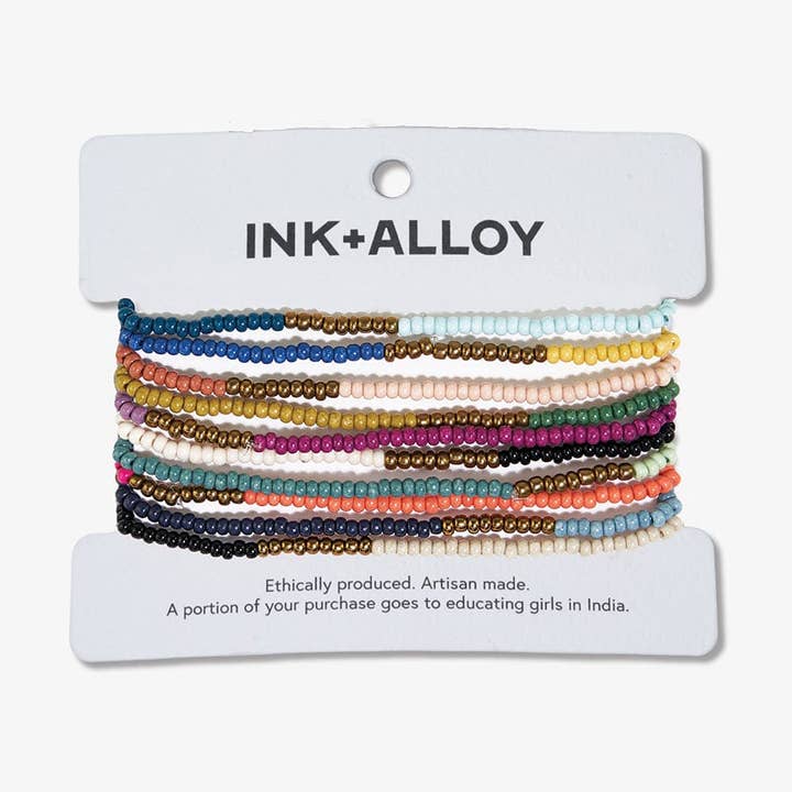 INK + ALLOY – Engroshandel Perlearmbånd – Salvie Farveblok Perle 10 Streng Stræk Armbånd Guld Blok Engros0