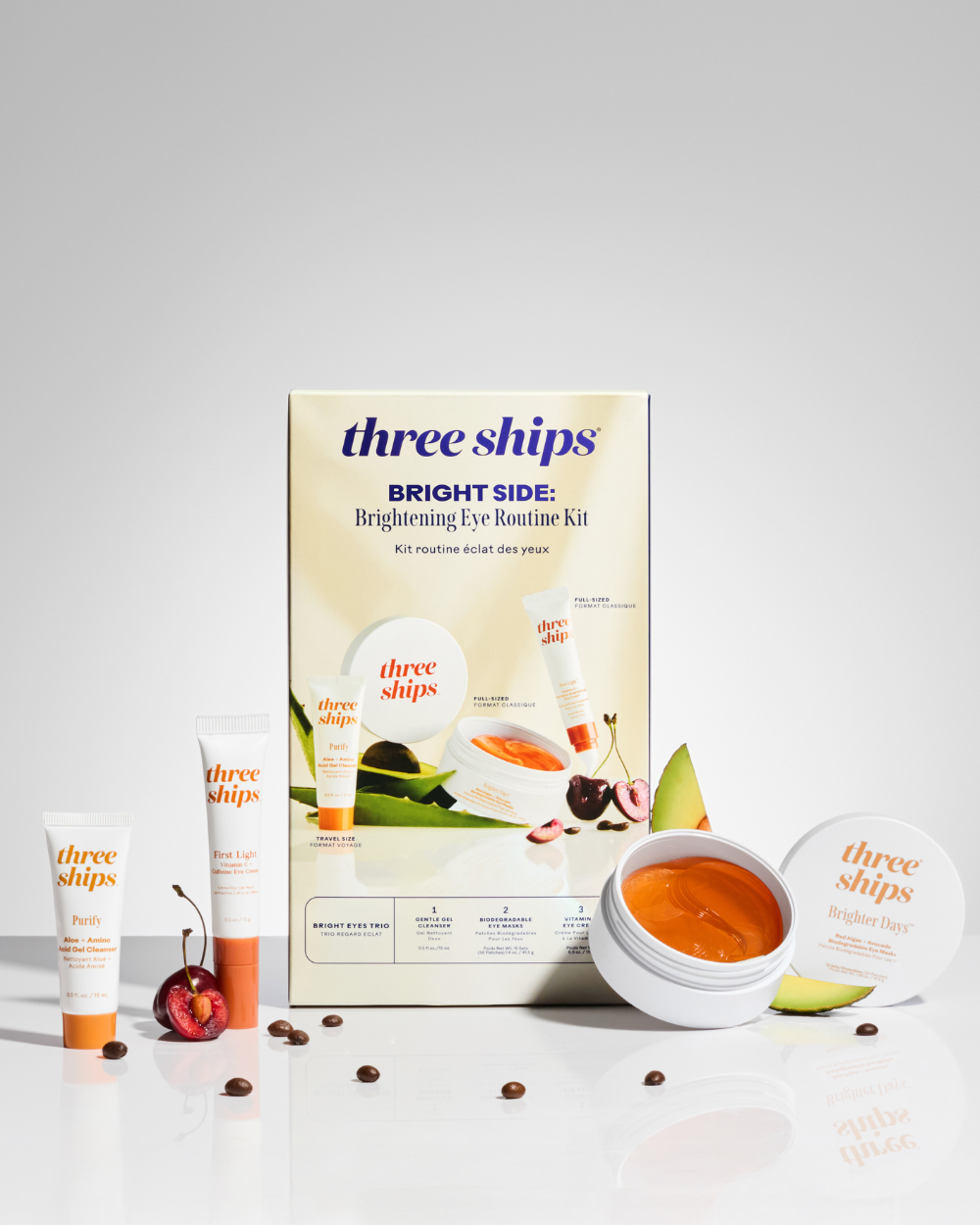 Three Ships (No Duties | Ships from US/CA | USMCA Compliant) - Wholesale Skin Smoothing Kit - Bright Side: Brightening Eye Routine Kit2